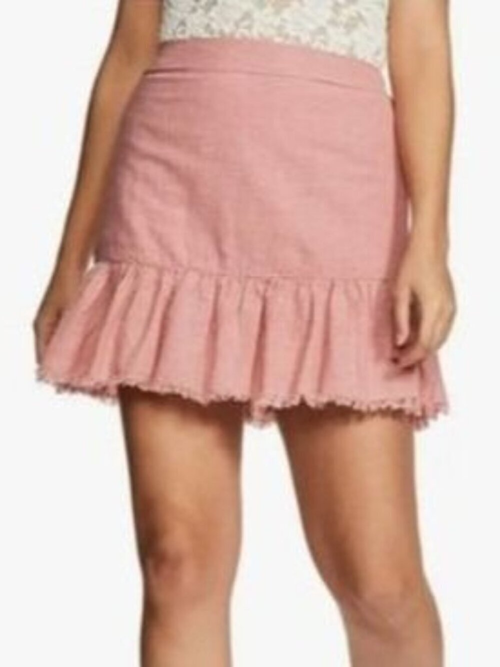 Cali 1850 Mauve Pink Cotton Fray Mini Skirt